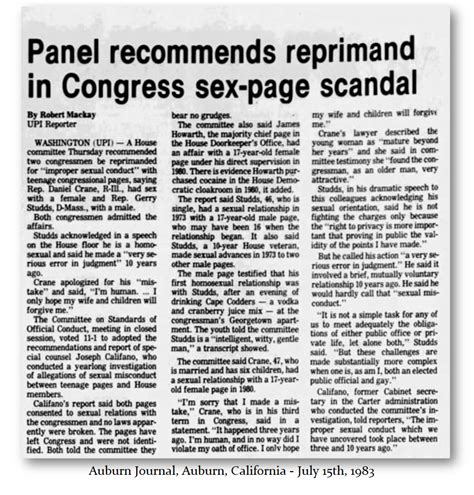 congress sex scandal|1983 congressional page sex scandal .